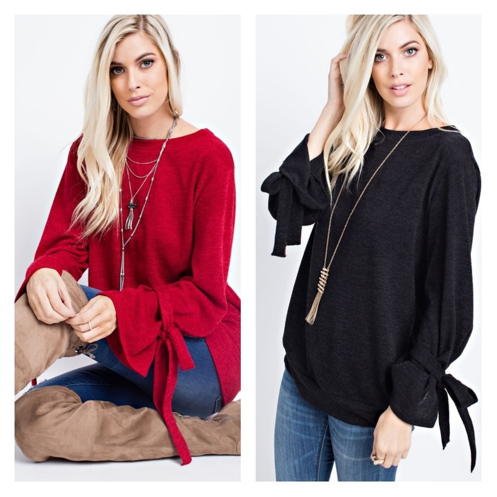 NEW!  Cozy Tunic - Flared Sleeves with Ribbon Ties